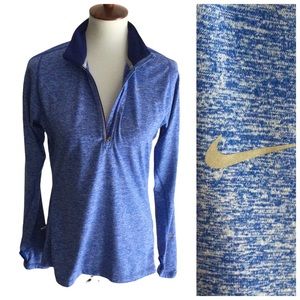 NIKE Dri-Fit Element 1/2 Zip Running Long Sleeve Top Blue Women’s Medium